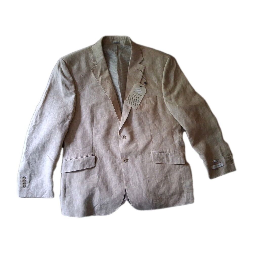 Joseph Abboud Linen Blazer Men Sz 44S  Sport  Tan  Costal Logan Look Career